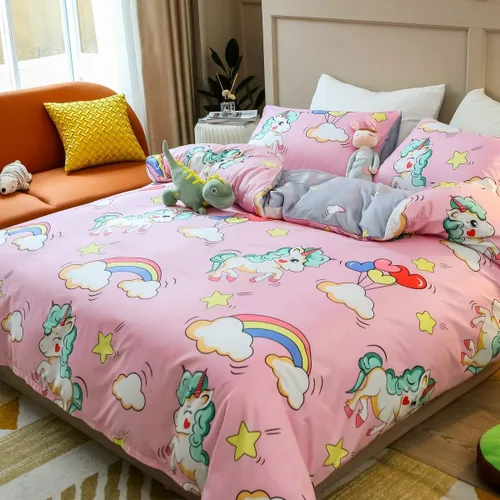 Miniatura 25 de Feelyou juego de funda de edredón y fundas de almohada de microfibra de poliéster suave para niños y niñas, diseño de mariposas, piñas, ciervos