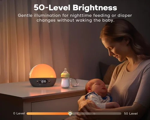Miniatura 7 de MOMILLA Reloj despertador con altavoz Bluetooth, máquina de sonido de ruido blanco, despertador para dormitorios con personas que duermen