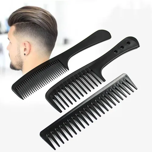 Miniatura 2 de 3 peines antiestáticos de fibra de carbono, resistentes al calor, peine fino y de dientes anchos para hombres y mujeres, profesionales
