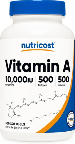 Miniatura 7 de Nutricost Vitamina A 10.000 UI, 500 cápsulas blandas (2 botellas)