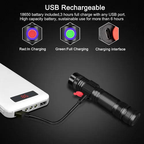 Miniatura 6 de DARKBEAM Linterna UV 365nm Luz negra recargable USB, lámpara de Wood de mano ultravioleta luz negra LED portátil, detector de orina de mascotas