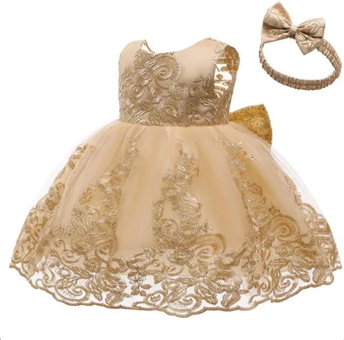 Miniatura 39 de CMMCHAAH - Vestidos de encaje para concursos de niñas bebés de 0-6 años, vestido formal para fiestas con diadema