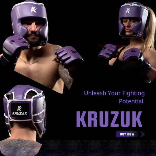 Miniatura 5 de Kruzak - Gorros de boxeo unisex - Entrenamiento de MMA, acolchado ajustable, Kara, Muay Thai, Kickboxing, Sparring, artes marciales, karate, Púrpura