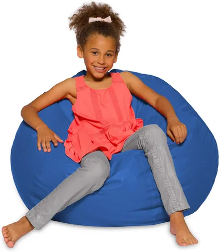 Posh Beanbags - Sillón puff grande, 38 pulgadas, color azul rey sólido Nylon suave - Azul real