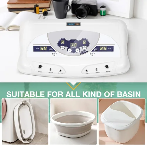 Miniatura 8 de veicomtech Máquina de desintoxicación de baño de pies iónico, máquina de desintoxicación de pies para 2 usuarios, spa iónico de pies para el hogar