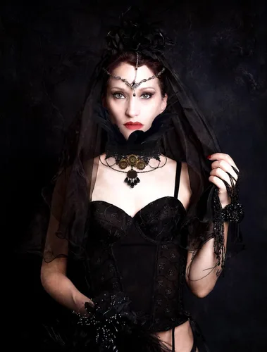 Miniatura 3 de HOMELEX Gargantilla gótica victoriana negra con cuello de plumas naturales para Halloween