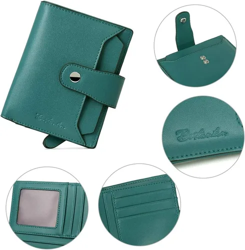 Miniatura 5 de BOSTANTEN - Billetera de cuero para mujer con bloqueo RFID, pequeña, con cremallera, de bolsillo, para tarjetas, con ventana para documento