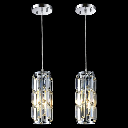 Miniatura 12 de Luces Colgantes Luz Colgante Dorada Moderna, Mini Lámpara Colgante de Cristal, Iluminación Colgante Ajustable para Cocina, Comedor y Dormitorio