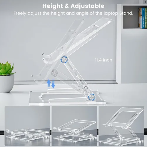 Miniatura 4 de Soporte para laptop para escritorio, elevador portátil de acrílico para laptop, soporte ergonómico ajustable para computadora portátil MacBook Air