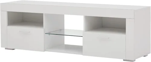 Miniatura 4 de Soporte de TV LED para consolas multimedia, estante de exhibición con estante abierto y cajones, soporte de TV moderno para televisores