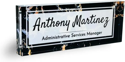 Miniatura 23 de Placa de Nombre de Escritorio de Acrílico Transparente Grueso Personalizada de 8x3" con Logo Personalizado - Decoración Profesional de Oficina
