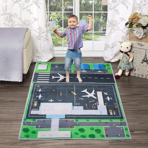 Miniatura 5 de Alfombra de dormitorio infantil de 31 a 47 pulgadas, alfombra creativa de diversión para el aeropuerto, alfombra suave para niños, bonita alfombra