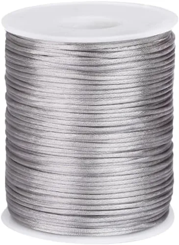 Miniatura 31 de 2.0mm Hilo de Cordón de Seda de Nylon para Cuentas de Macramé, Pulseras, Nudos Chinos, Collares, Joyería 109 Yardas (Verde Oscuro)
