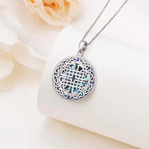 Miniatura 4 de Alphm Joyería de plata esterlina S925 Dara nudo celta buena suerte medallón irlandés colgante collar joyería para mujeres hombres