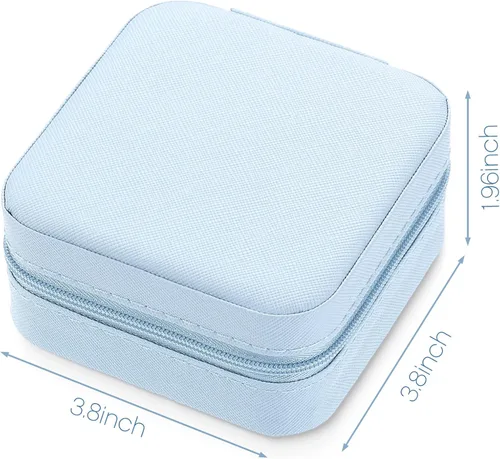 Miniatura 2 de Hicarer 4 cajas pequeñas de joyería de viaje de piel sintética organizador de joyas portátil de viaje para anillos aretes collar para niñas y mujeres