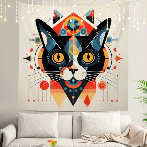 Miniatura 92 de Shrahala Tapiz de pared negro grunge, monocromático para colgar en la pared, tapiz grande decorativo de fibra de poliéster, dobladillo blanco Ethnic