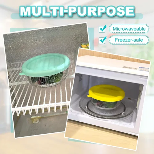 Miniatura 3 de uxcell 2 tapas de silicona para tazones de vidrio, máquina de helados, refrigerador, lavavajillas y microondas, color azul claro
