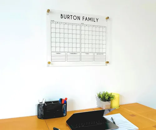 Miniatura 8 de Calendario de pared acrílico de dos meses, calendario personalizado 2026, planificador de dos meses, calendario familiar 2026 con marcador, mensual