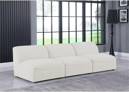 Miniatura 10 de Meridian Furniture 683Cream-S99 Colección Miramar Modern Sofá modular tapizado con textura de lino contemporáneo, crema, 99 pulgadas de ancho x 38