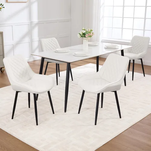 Miniatura 17 de Silla de Comedor, Sillas de Comedor Modernas con Cojines Gruesos, Sillas de Comedor de Cocina y Salón Tapizadas en Cuero Sintético con Patas Negro