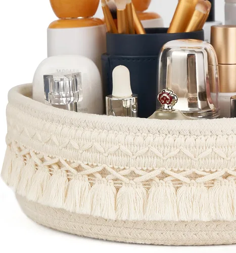 Miniatura 5 de Mkono Organizador de maquillaje de 3 piezas, cestas de almacenamiento de macramé, decoración bohemia