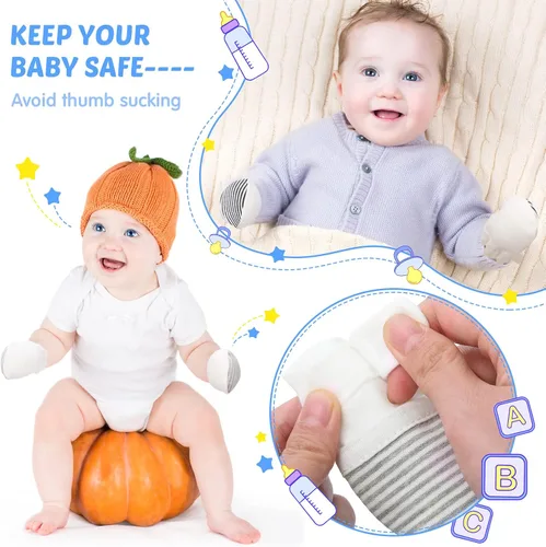 Miniatura 4 de 8 pares de manoplas ajustables para bebé, sin arañazos, guantes de bebé recién nacido, unisex, para bebé