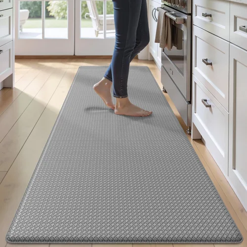 Miniatura 13 de Tapetes de cocina acolchados antifatiga, impermeable, acolchado de espuma viscoelástica para estar de pie, 17 x 59 pulgadas, color azul