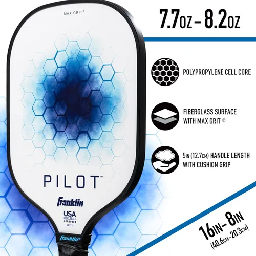 Miniatura 7 de Franklin Sports Pala de Pickleball - Raqueta Oficial de Pickleball de EE. UU. (USAPA) Aprobada de Núcleo de Polipropileno Pilot - Raqueta Pro Ligera