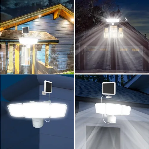 Miniatura 7 de Energetic - Luces solares para exteriores, 1800 lm, 192 luces LED de seguridad con sensor de movimiento con control remoto, reflector impermeable