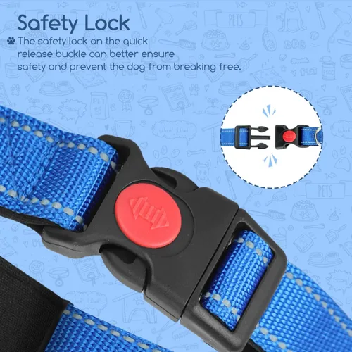 Miniatura 3 de Nobleza - Collar para perros grandes, collar reflectante ajustable para perros con cierre de seguridad y hebilla de liberación rápida, collar
