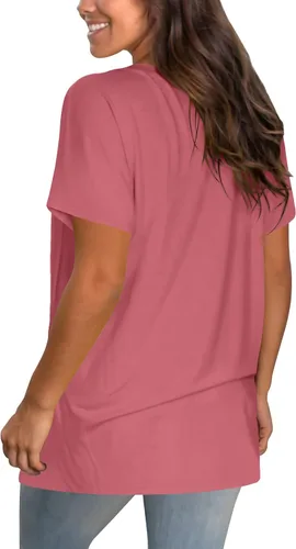 Miniatura 9 de Geifa Camisetas de manga corta con cuello en V para mujer, camisetas casuales de verano con bolsillo