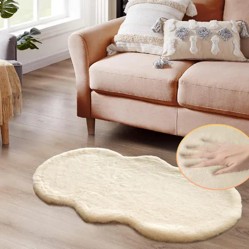 Miniatura 82 de ORINOVA Alfombra de felpa marrón claro beige de 8 x 10 pies para sala de estar, alfombra bohemia esponjosa de piel de conejo grande para dormitorio