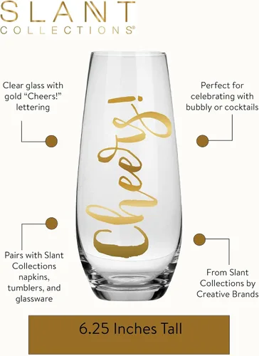Miniatura 2 de Slant Party Supplies - Copas de champán - Vaso de cóctel sin tallo, Mimosa Prosecco, 10 onzas, Cheers