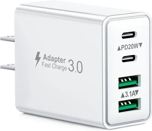 Miniatura 14 de Bloque de carga USB C, cargador de pared USB C de 40 W, adaptador de corriente PD de doble puerto, enchufe de pared QC USB C, bloque de carga rápida
