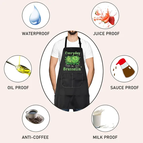 Miniatura 3 de LEVLO Brussels Sprout Gift Every Day I'm Brusselin - Delantal de cocina de verduras para hombres y mujeres