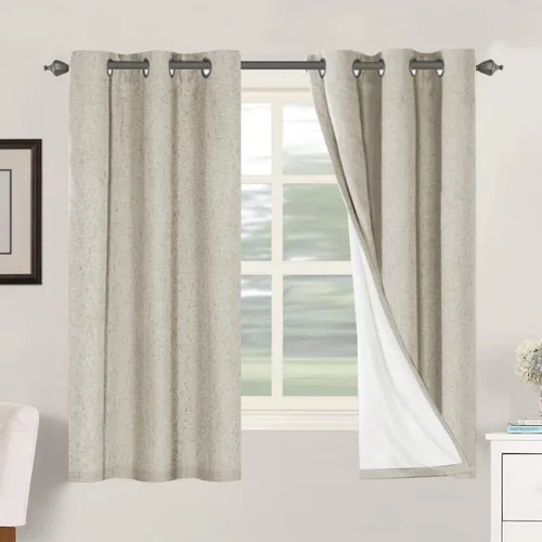 Miniatura 103 de H.VERSAILTEX Cortinas opacas de lino de 72 pulgadas de largo, 100% absolutamente opacas, con aislamiento térmico, con textura de lino, cortinas