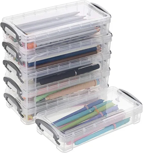 BTSKY - Caja de lápices de gran capacidad, organizador de suministros de oficina, caja de almacenamiento para lápices de pintura con pincel, caja de