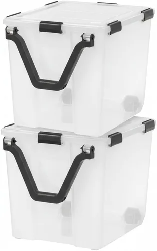 Miniatura 12 de IRIS USA - Contenedor organizador de plástico hermético para almacenamiento, 74 cuartos de capacidad, con tapa duradera, sello y hebillas de cierre