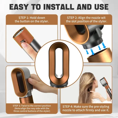 Miniatura 4 de Boquilla de secadora preestilizada para Dyson Airwrap Styler, repuesto para accesorios Air Wrap HS01 HS05 (dorado)