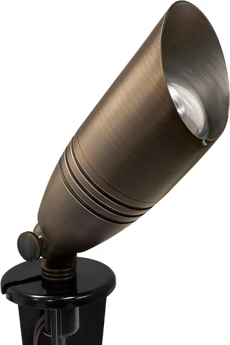 Miniatura 8 de GKOLED Foco de paisaje de latón macizo con certificación UL, luz vertical direccional de bajo voltaje para exteriores, con bombilla LED MR16 de 5 W