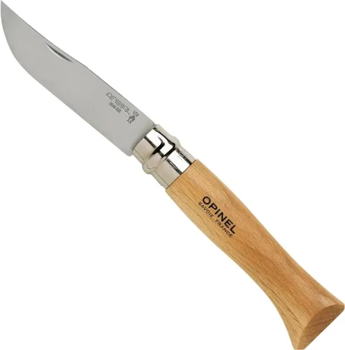 Miniatura 14 de OPINEL Nº 06 INOX - Cuchillo de bolsillo plegable de acero inoxidable Sandvik, mango de madera de haya, hoja de 2.87 pulgadas, collar de bloqueo
