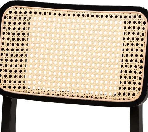 Miniatura 6 de Baxton Studio Dannon - Juego de 2 sillas de comedor, color crema/negro/marrón claro