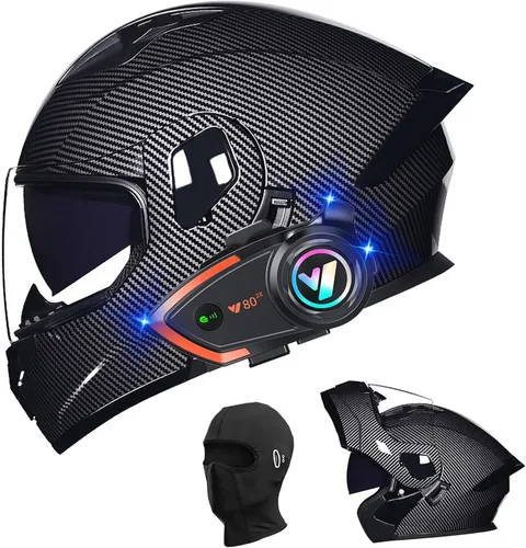 Miniatura 16 de Cascos de motocicleta para hombre, aprobado por DOT, casco de motocicleta de cara completa para adultos, casco de motocicleta con doble visera, D