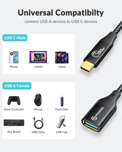 Miniatura 6 de PHIXERO Adaptador USB-C a USB-A, 10Gbps, compatible con MacBook, iPad Pro, Samsung Galaxy