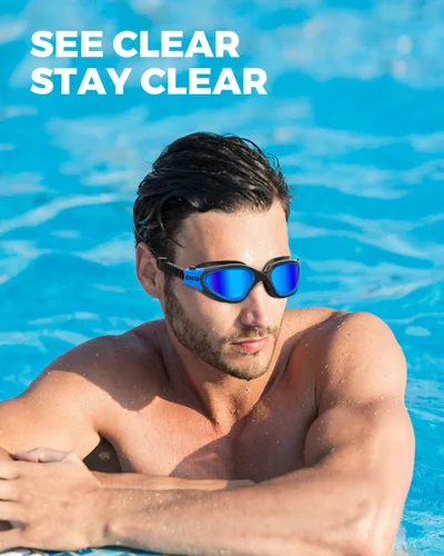 Miniatura 5 de OMID P2 Lite - Gafas de natación cómodas antivaho para hombres, mujeres, adultos y jóvenes Lente B2-azul Marco Blueblack