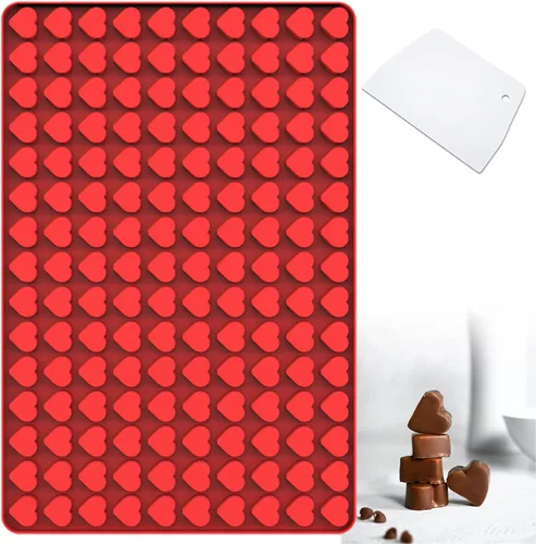 Mini molde de silicona con forma de corazón, 150 cavidades en forma de corazón, moldes de chocolate para dulces, fondant, gomitas, gelatina, molde