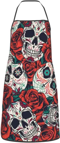 Miniatura 13 de Delantal de calavera de azúcar, delantales de cocina para hombres y mujeres, delantal de cocina, delantal de chef, delantales de jardín ajustables