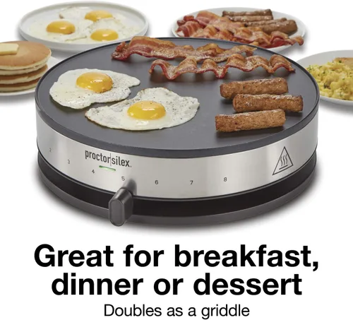 Miniatura 5 de Proctor Silex Máquina eléctrica para crepas con plancha antiadherente de 13 pulgadas sin PFAS para huevos, panqueques, tortillas y quesadillas