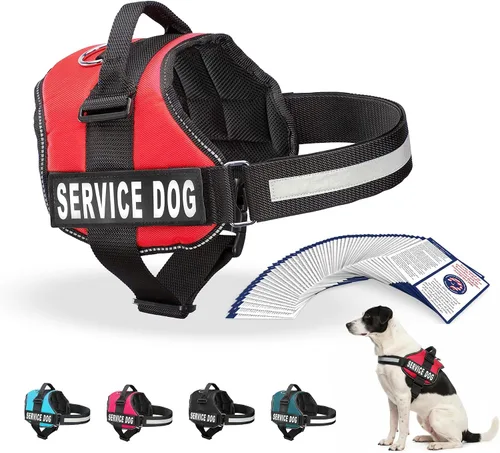 Miniatura 13 de Arnés Industrial Puppy para perros con correas y asa, y chaleco con parche reflectante, en un cómodo diseño de malla, Bright Red Rojo Brillante