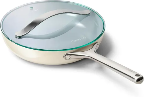 Miniatura 35 de Caraway Dúo de Sartenes de Cerámica con Tapas de Vidrio - Sartenes Antiadherentes (10.5" y 8") - No Tóxico, Libre de PTFE y PFOA - Apto para Horno